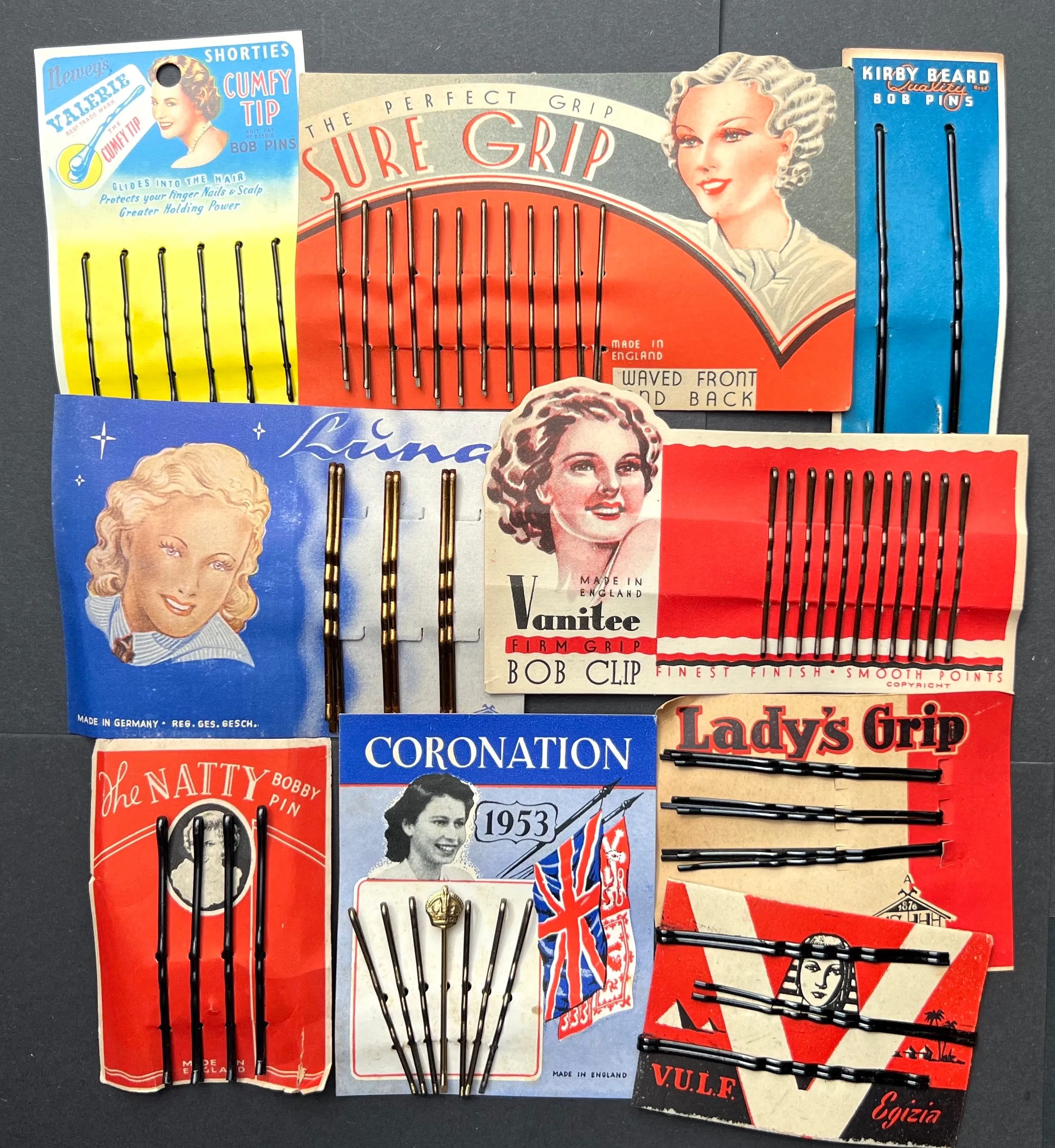 10 Vintage Hair Pin Display Cards