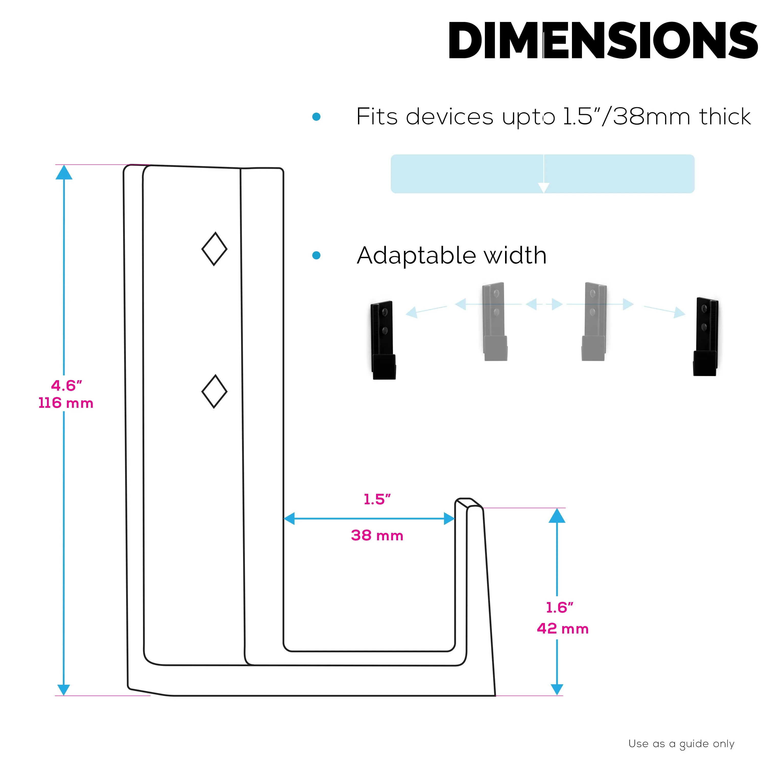 1.5" Corner Cable & Router Wall Mount Holder, Adhesive & Screw-In, for Routers, Network Switch, Modem, Mesh Wifi, Apple TV, Cameras, Speakers & More