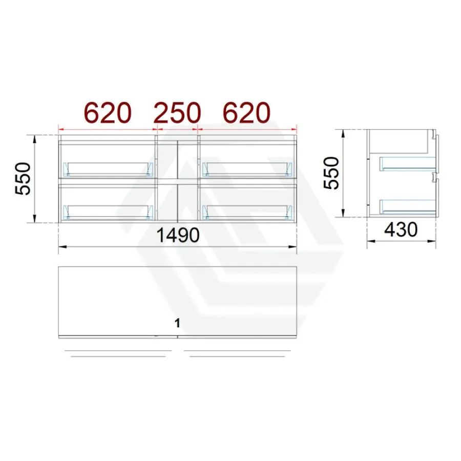 4-Drawer 1200/1500/1800mm Wall Hung Bathroom Floating Vanity Multi-Colour Cabinet Only