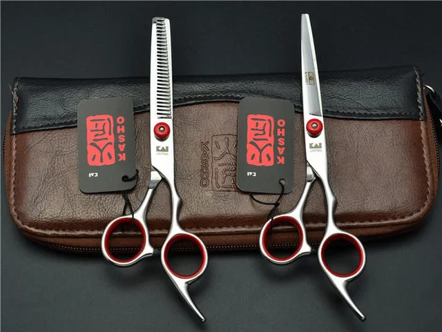 6.0 inch 17.5cm KASHO Professional Human Hair Scissors Hairdressing Cutting Shears Thinning Scissors Hair Styling Tools H1001