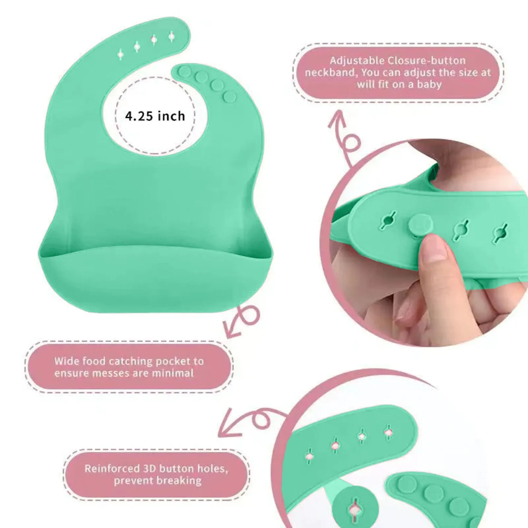 Babymoon Set of 6 | Silicone BPA Free Baby Kids Feeding Dinner Set Gift Box | Dinner Plate | Spoon & Fork | Silicone Bib | Cup | Bowl | Green