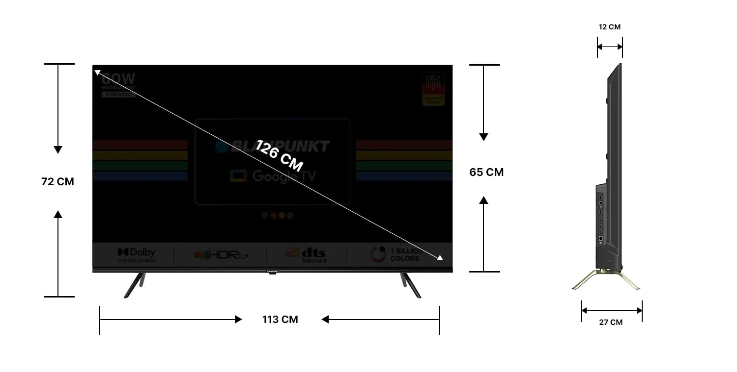 Blaupunkt 126 cm (50 inches) Cyber Sound G2 Series 4k Ultra HD LED Google TV 50CSGT7022 (Black)