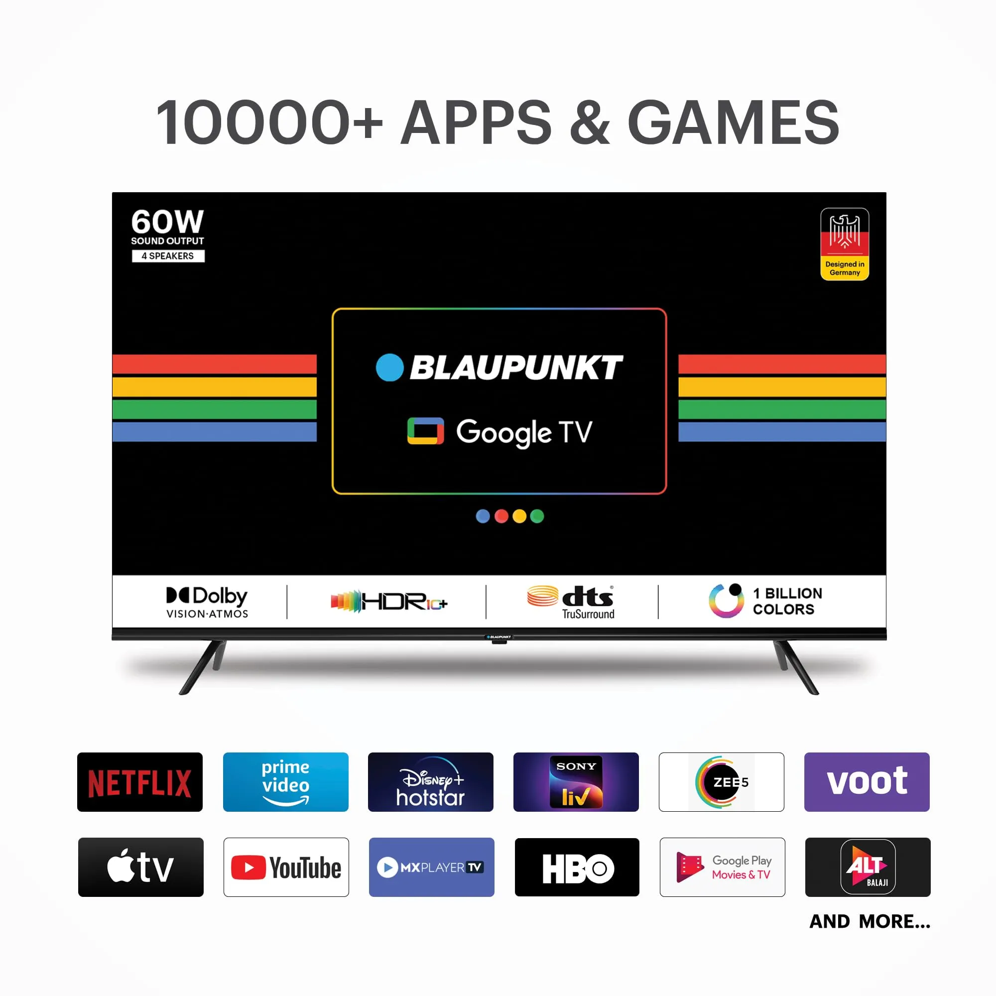 Blaupunkt 126 cm (50 inches) Cyber Sound G2 Series 4k Ultra HD LED Google TV 50CSGT7022 (Black)