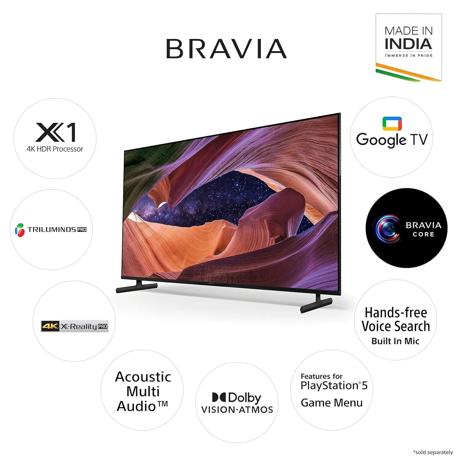 Bravia 189 cm 4K Ultra HD Smart LED Google TV New (Black) (75 inches)