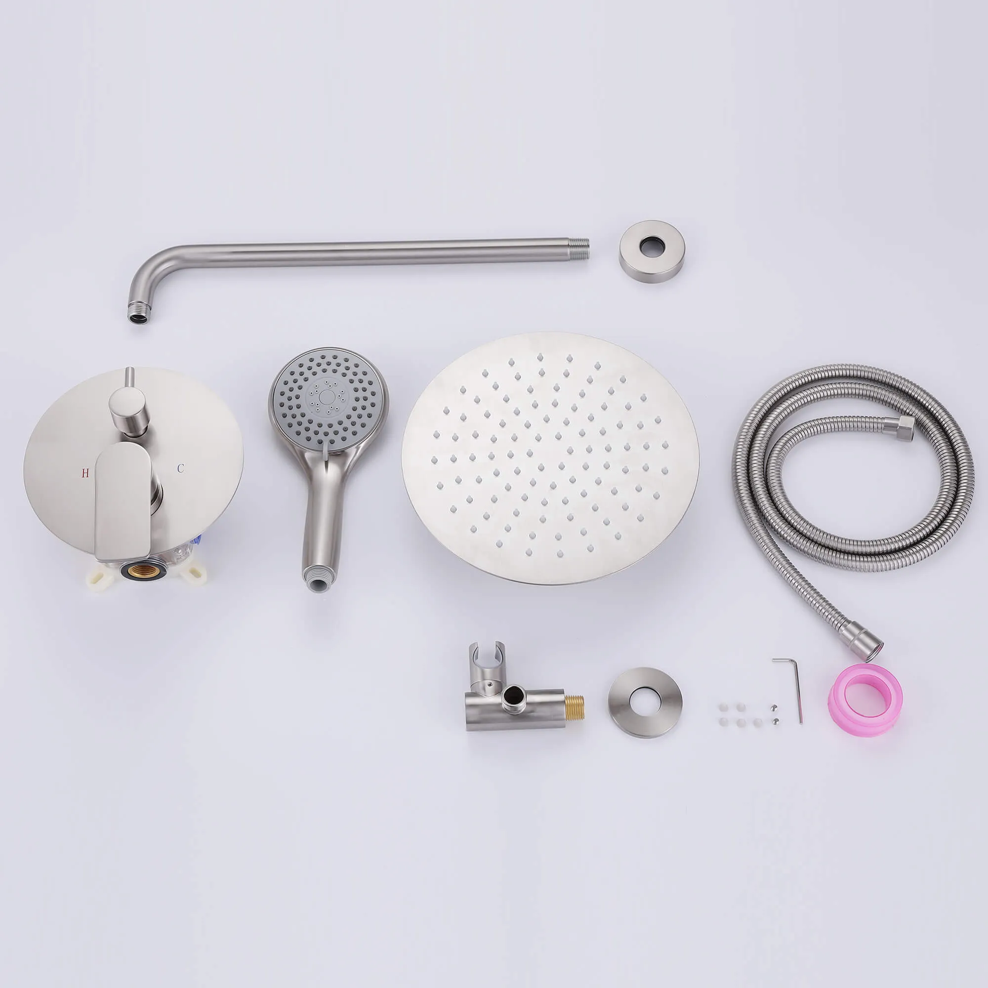 Brushed Nickel Shower System with 10" High Pressure Rain Shower Head JK0072