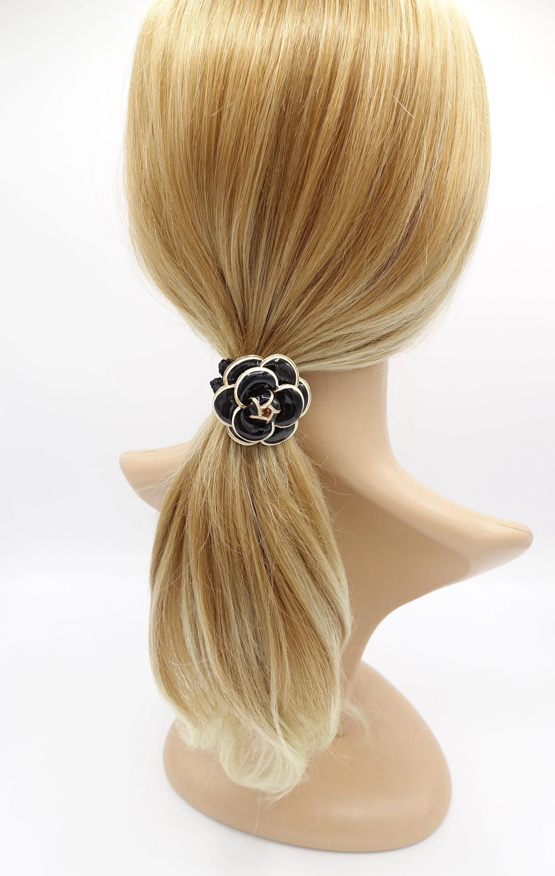 camellia hair elastic, flower ponytail holder, camelia ponytail holder for women