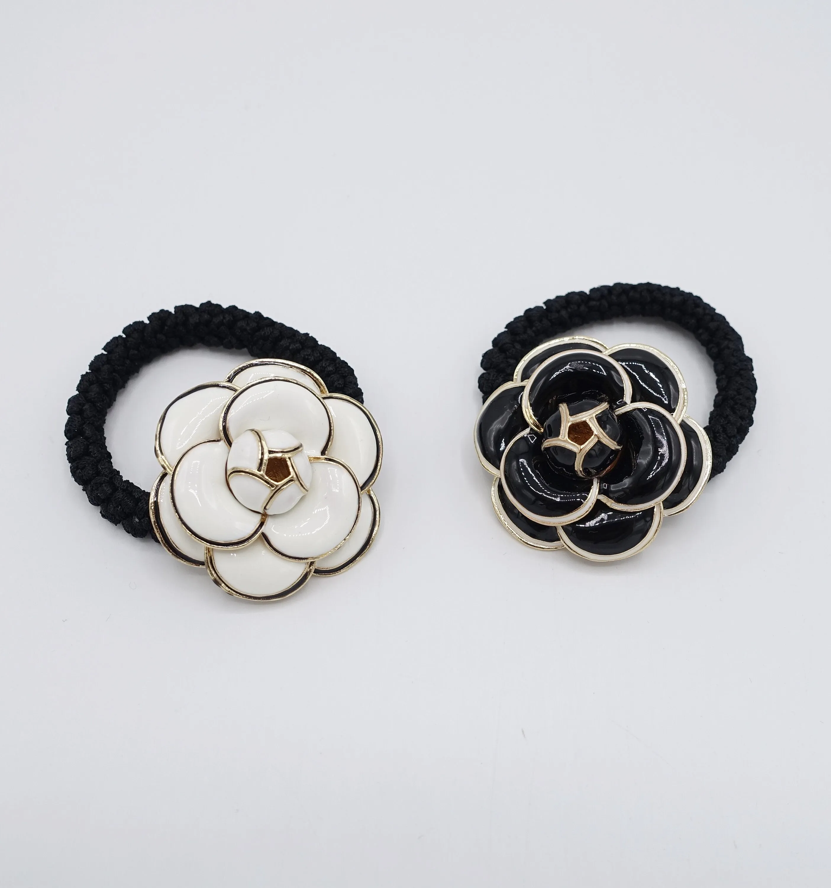 camellia hair elastic, flower ponytail holder, camelia ponytail holder for women