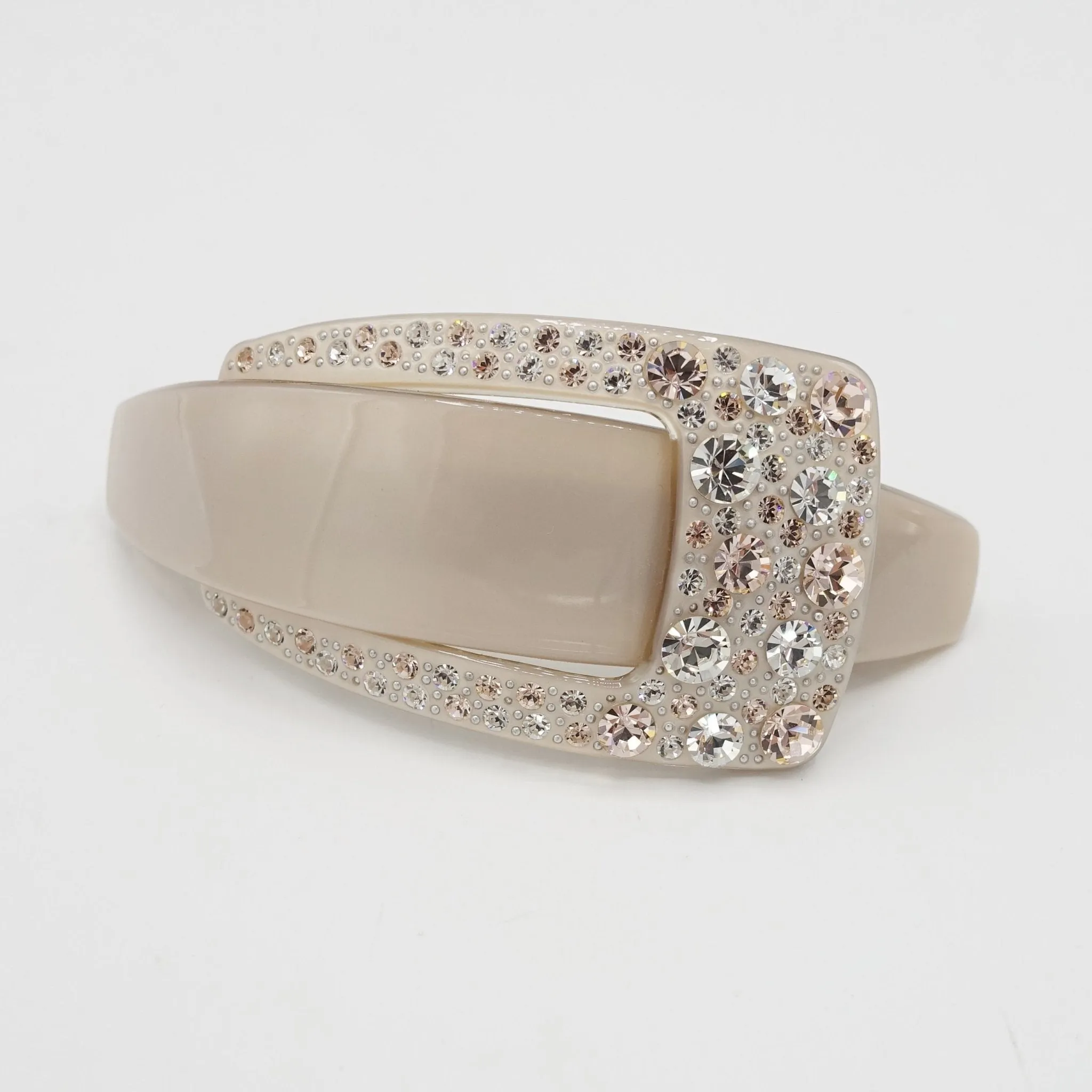 crystal rhinestone embellished buckle cellulose hair barrette women hair accessory