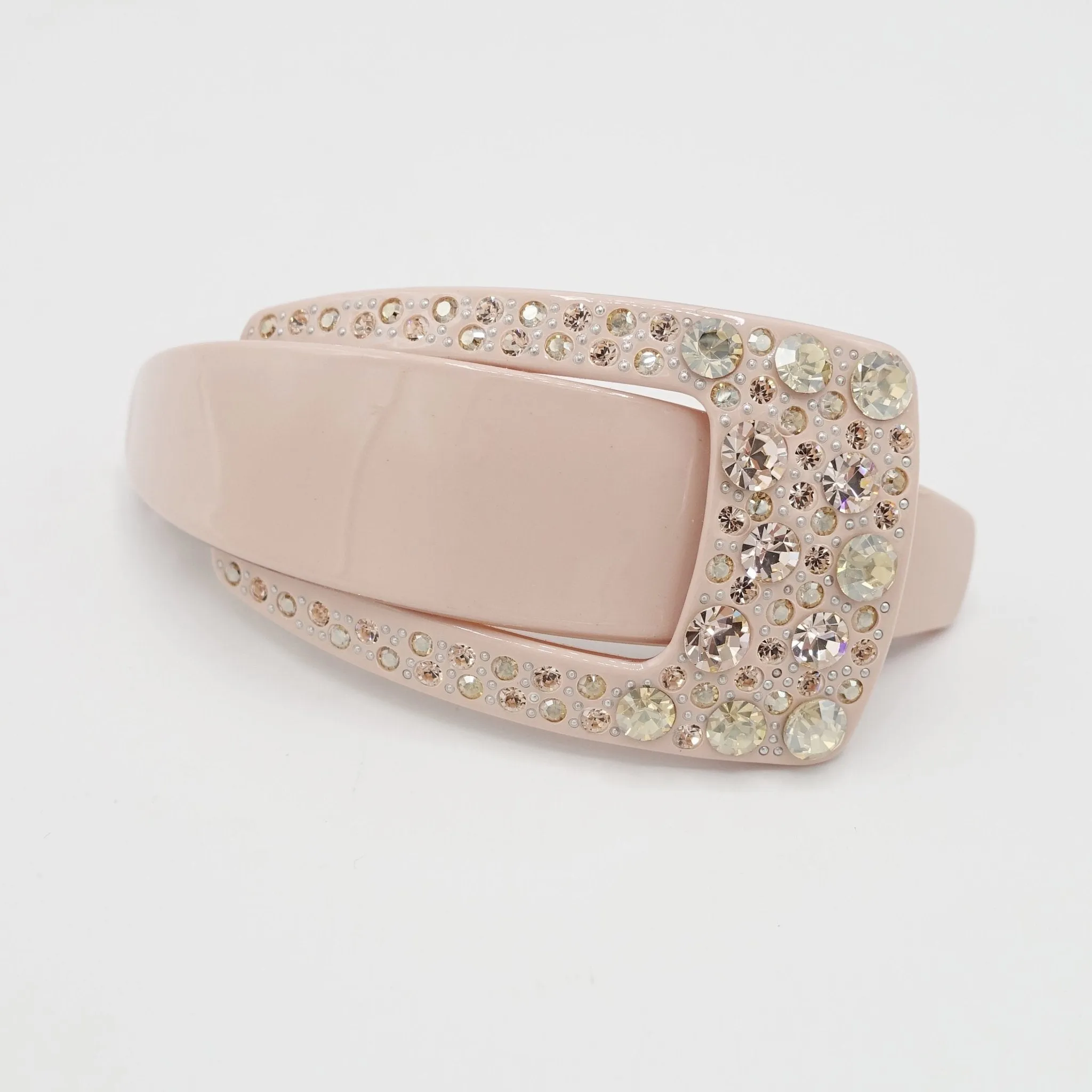 crystal rhinestone embellished buckle cellulose hair barrette women hair accessory