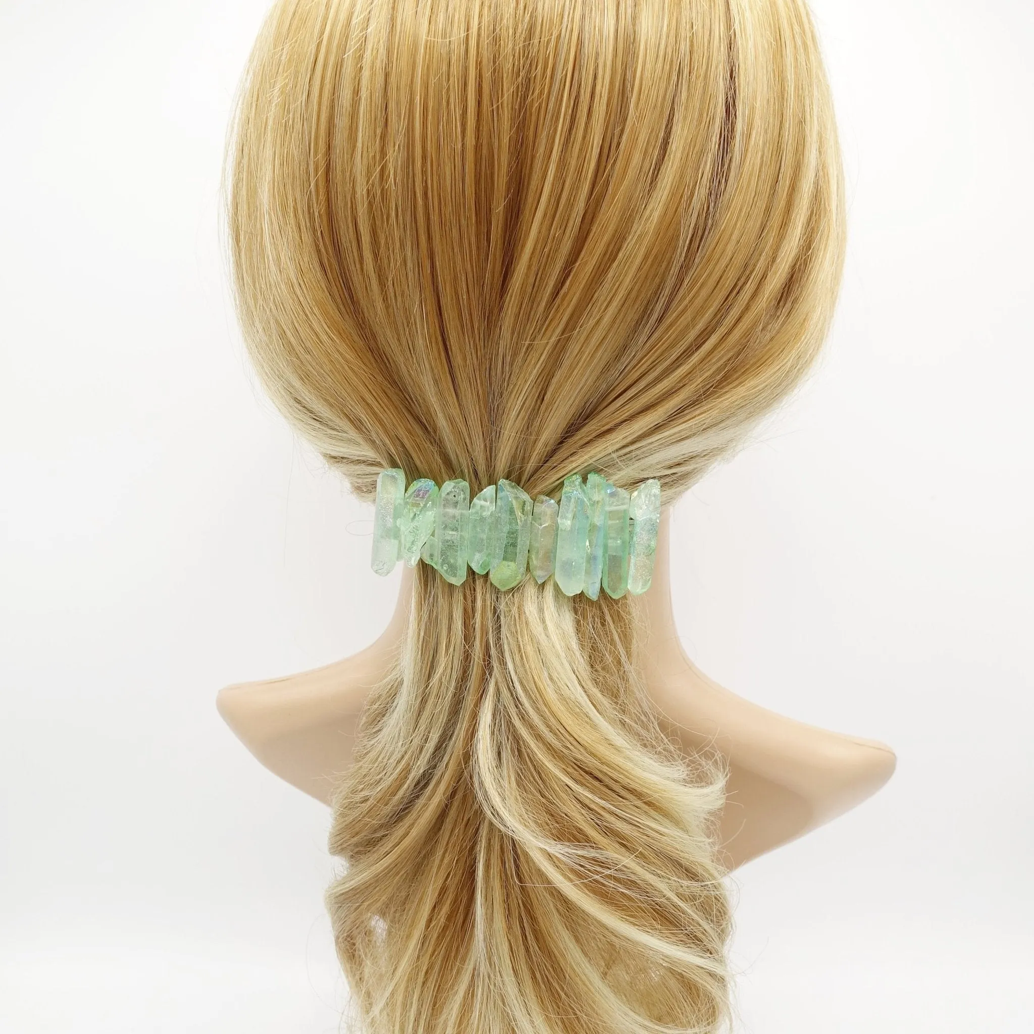 crystal stone hair barrette quartz dyed natural hair accessory for women