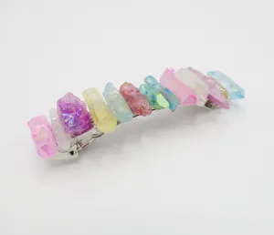 crystal stone hair barrette quartz dyed natural hair accessory for women