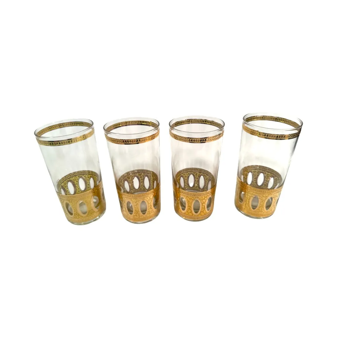 Culver Antigua Mid-Century 22-Karat Gold Highball Glasses (Set of 4)