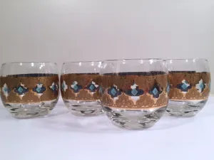 Culver - Signed Mid-Century Seville 22-Karat Gold Roly Poly Glasses (Set of 4)