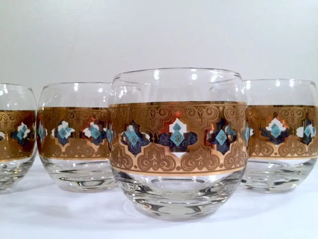 Culver - Signed Mid-Century Seville 22-Karat Gold Roly Poly Glasses (Set of 4)