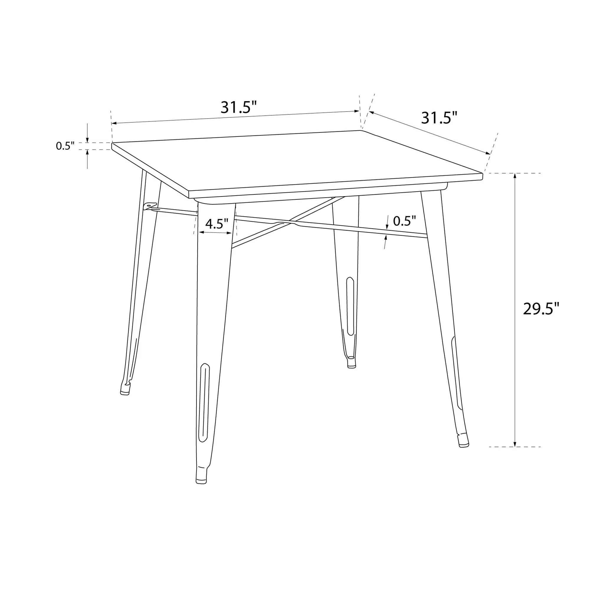 DHP Fusion Square Dining Table, Dining Room Furniture, Antique Gun Metal/Wood