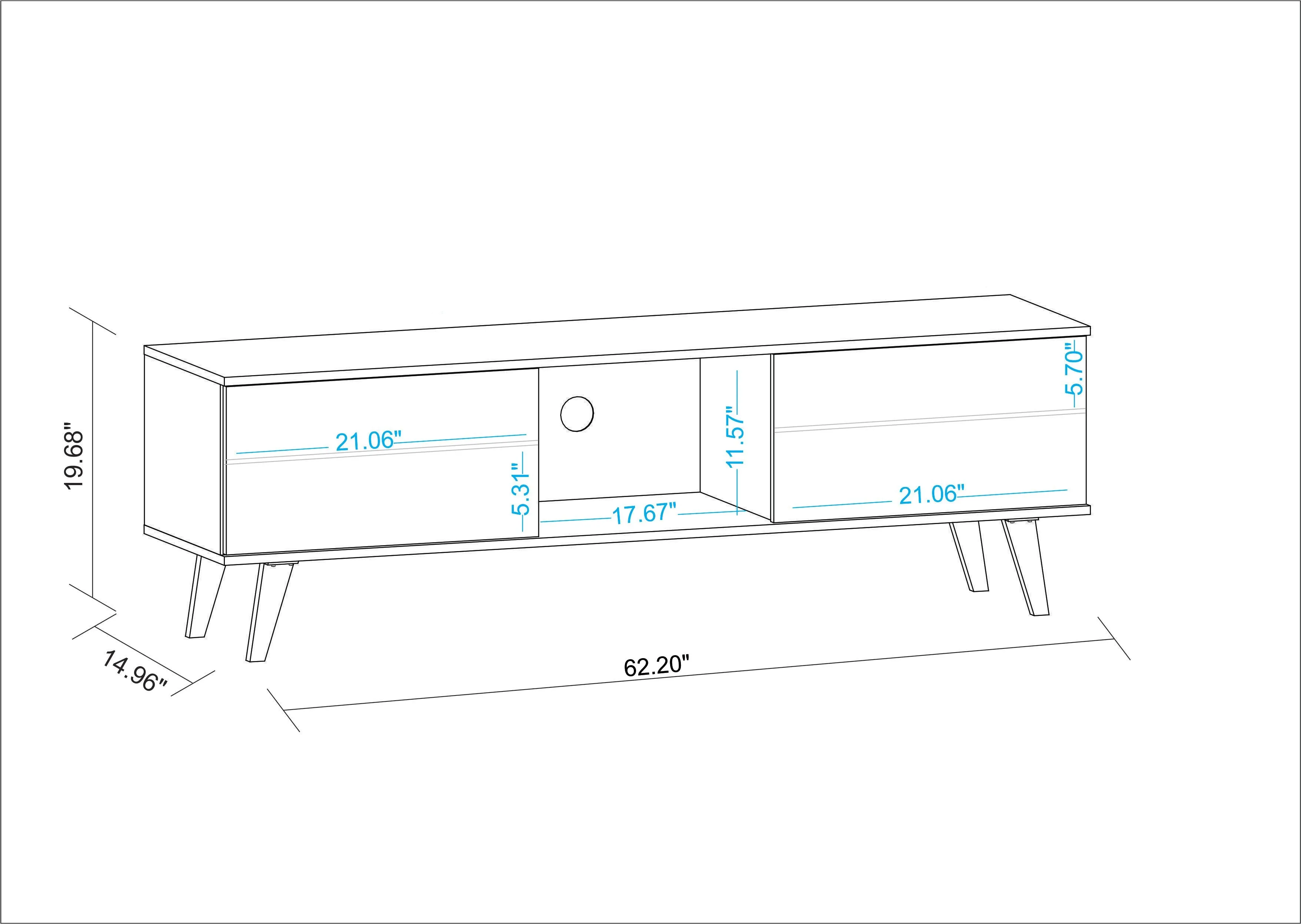 Doyers 62.20 Mid-Century Modern TV Stand in White and Marble Stamp