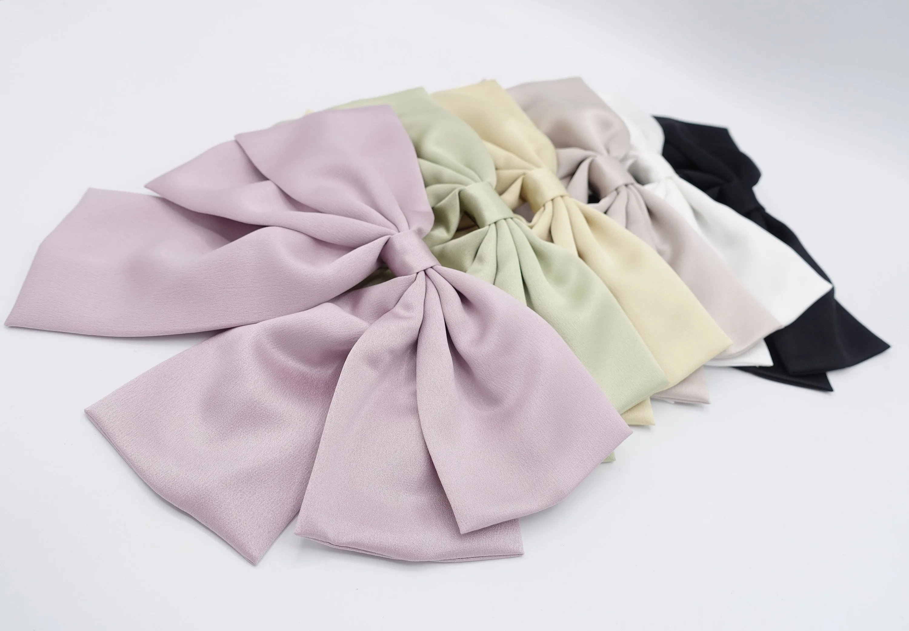 droopy satin hair bow double layered hair accessory for women