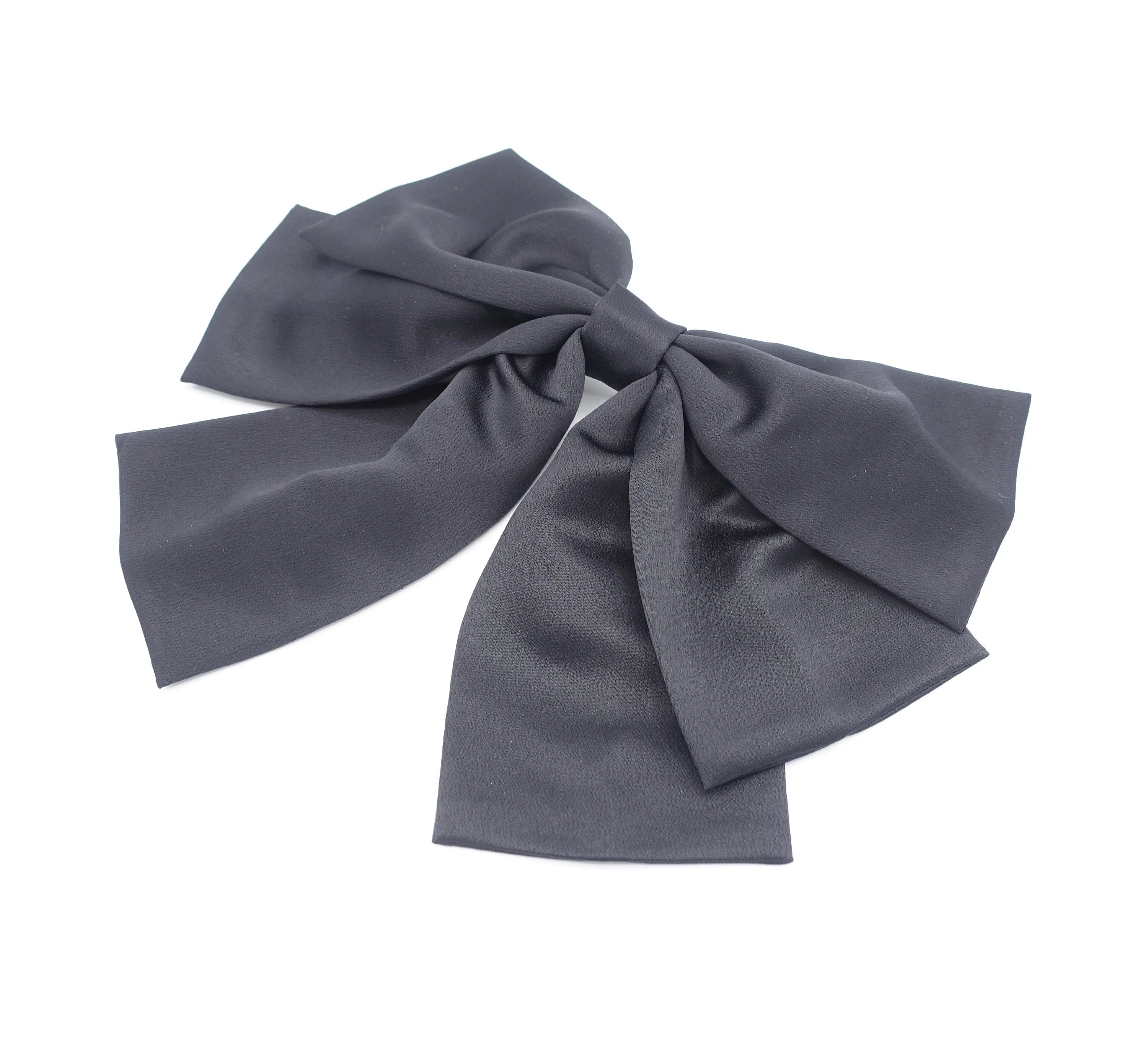 droopy satin hair bow double layered hair accessory for women