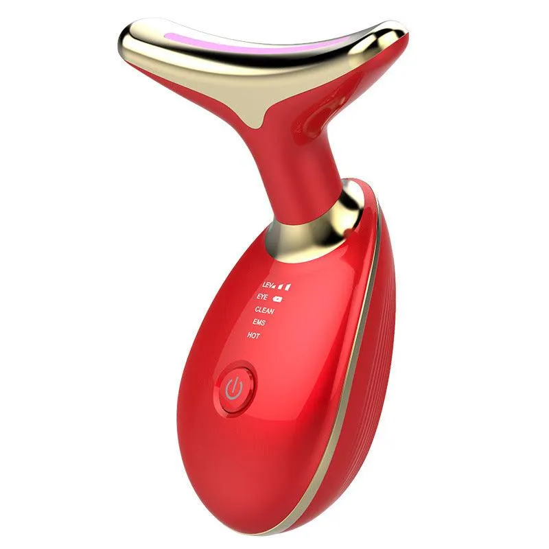 Electric EMS Neck Firming Massager with Microcurrent & LED Photon Therapy for Wrinkle Reduction