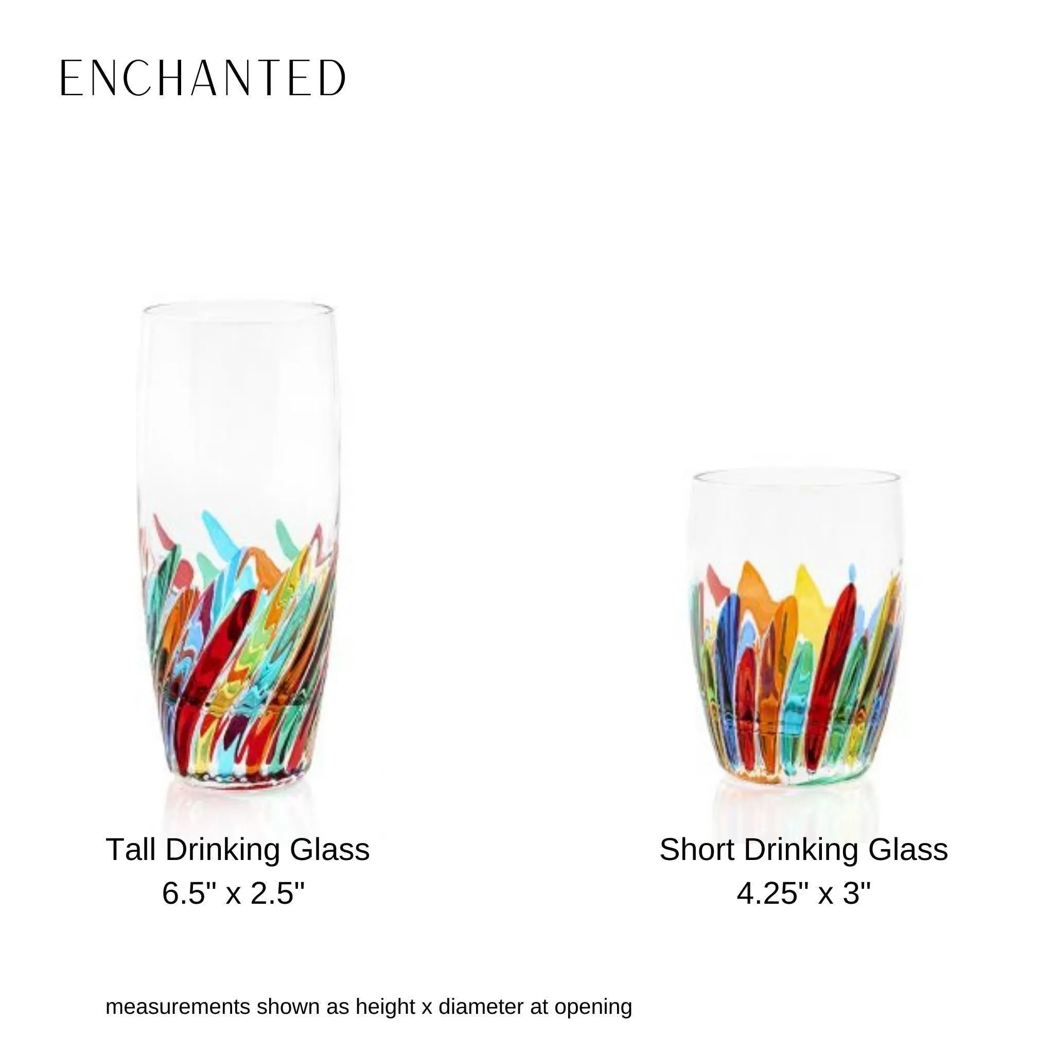 Enchanted Tall Drinking Glass, Set of 2 Hand-Painted Italian Crystal