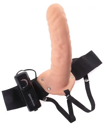 Fetish Fantasy 8inch Vibrating Hollow Strap On - Flesh