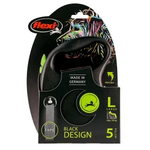 Flexi 5m Large Black Design with Green Tape Retractable Dog Lead