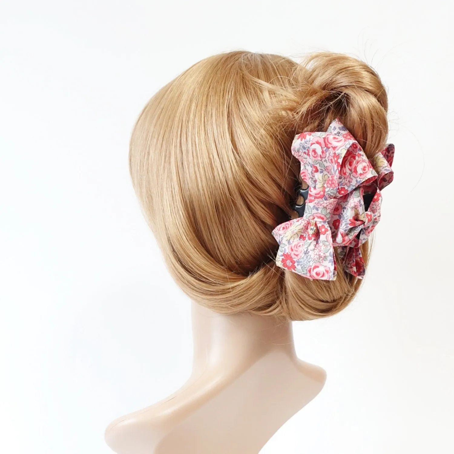 Floral Garden Flower Print Bow Hair Jaw Claw Clip Women Hair Accessories Handmade Bow Clamp