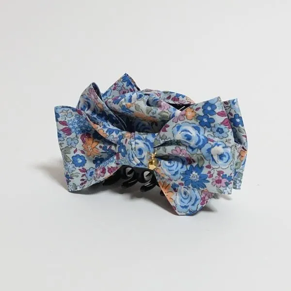 Floral Garden Flower Print Bow Hair Jaw Claw Clip Women Hair Accessories Handmade Bow Clamp