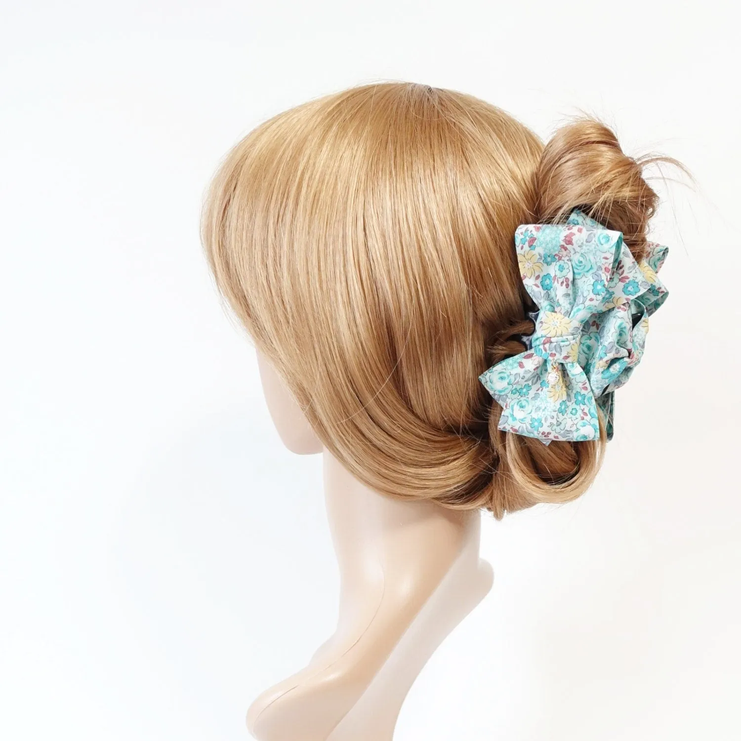 Floral Garden Flower Print Bow Hair Jaw Claw Clip Women Hair Accessories Handmade Bow Clamp