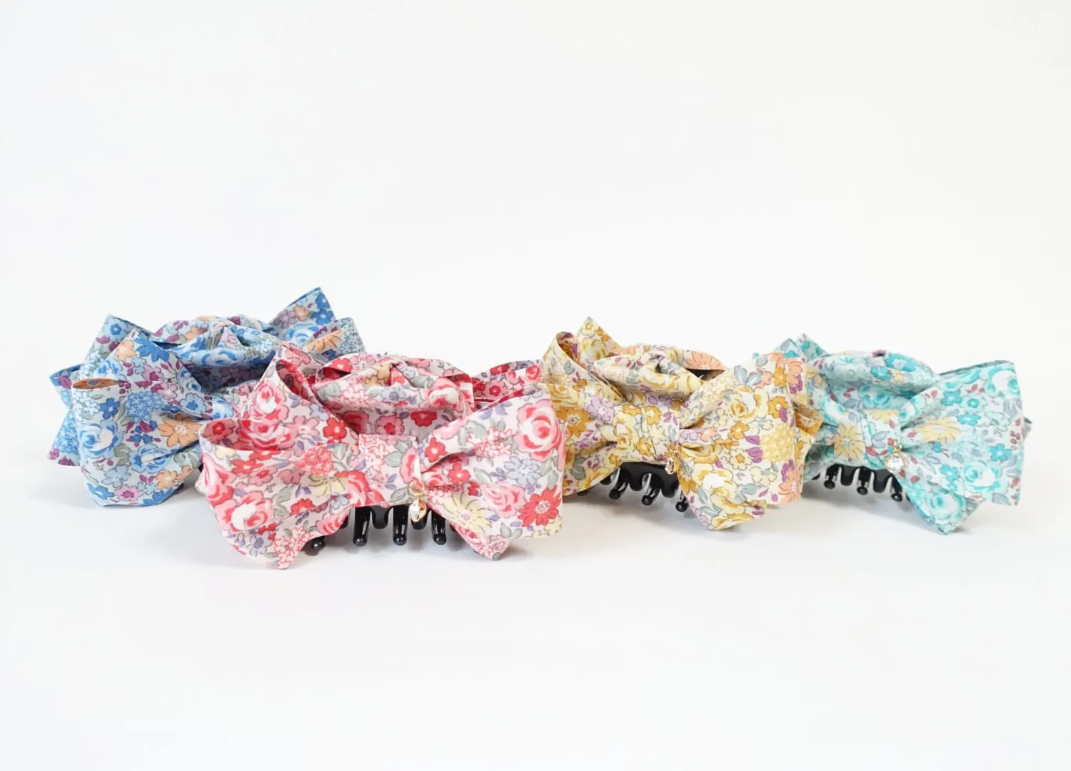 Floral Garden Flower Print Bow Hair Jaw Claw Clip Women Hair Accessories Handmade Bow Clamp