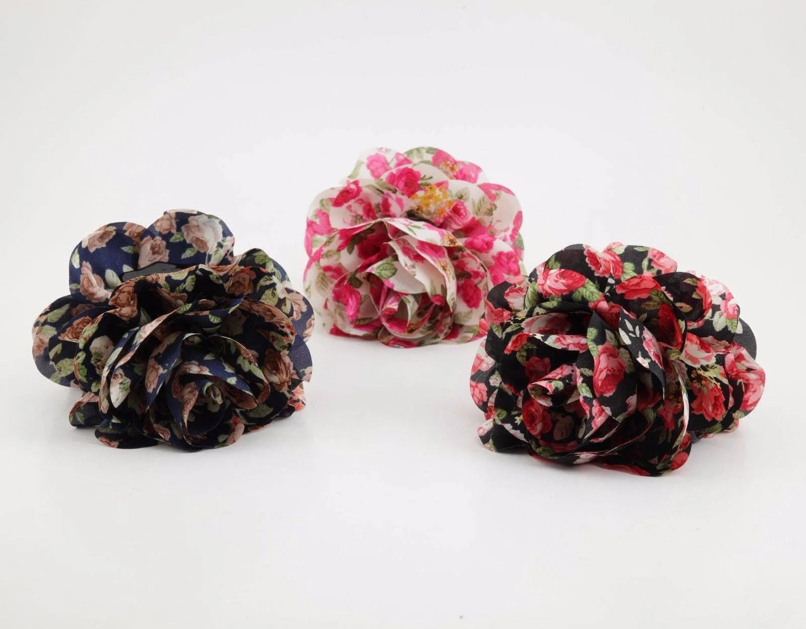 Floral  Print Petal Flower Decorated Hair Claw Clip Women Hair Accessory