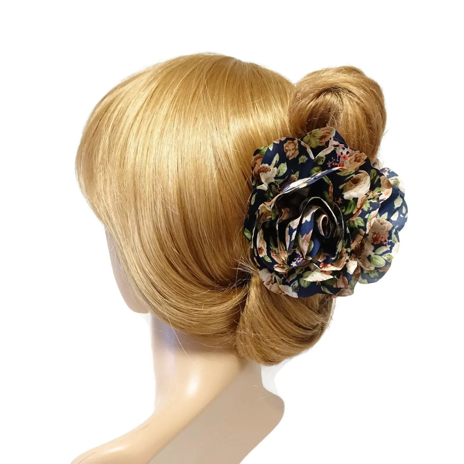 Floral  Print Petal Flower Decorated Hair Claw Clip Women Hair Accessory