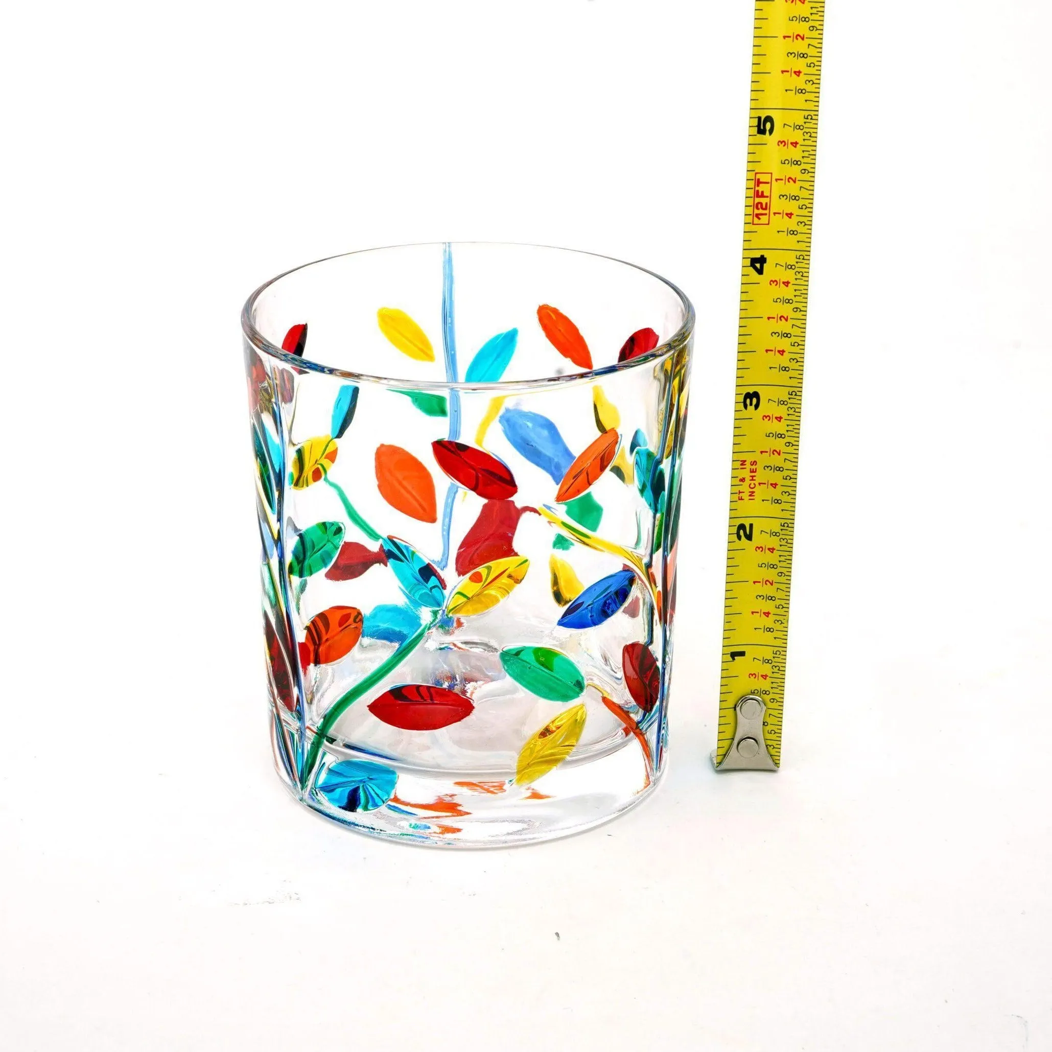 Flowervine Short Drink Glasses, Hand-Painted Italian Crystal, Set of 2