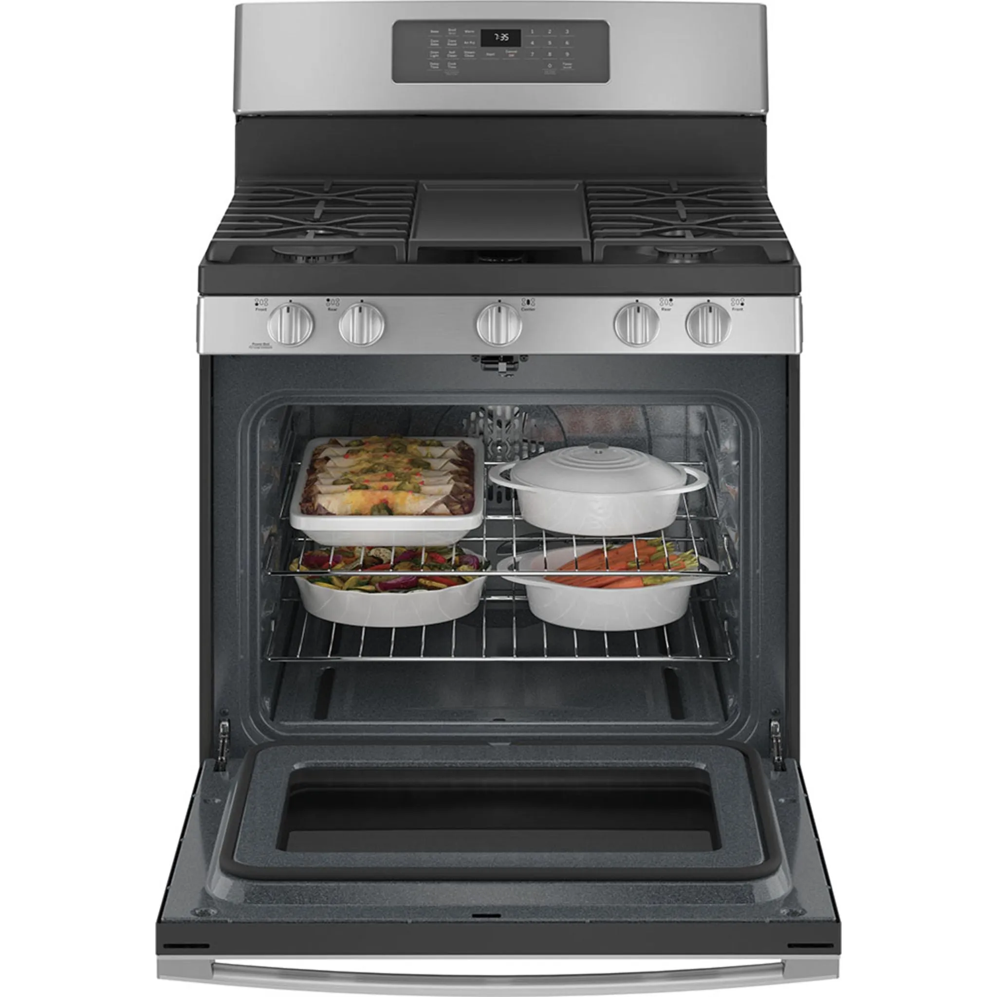 GE 30" Gas Convection Range with No Preheat Air Fry Stainless Steel - JCGB735SPSS