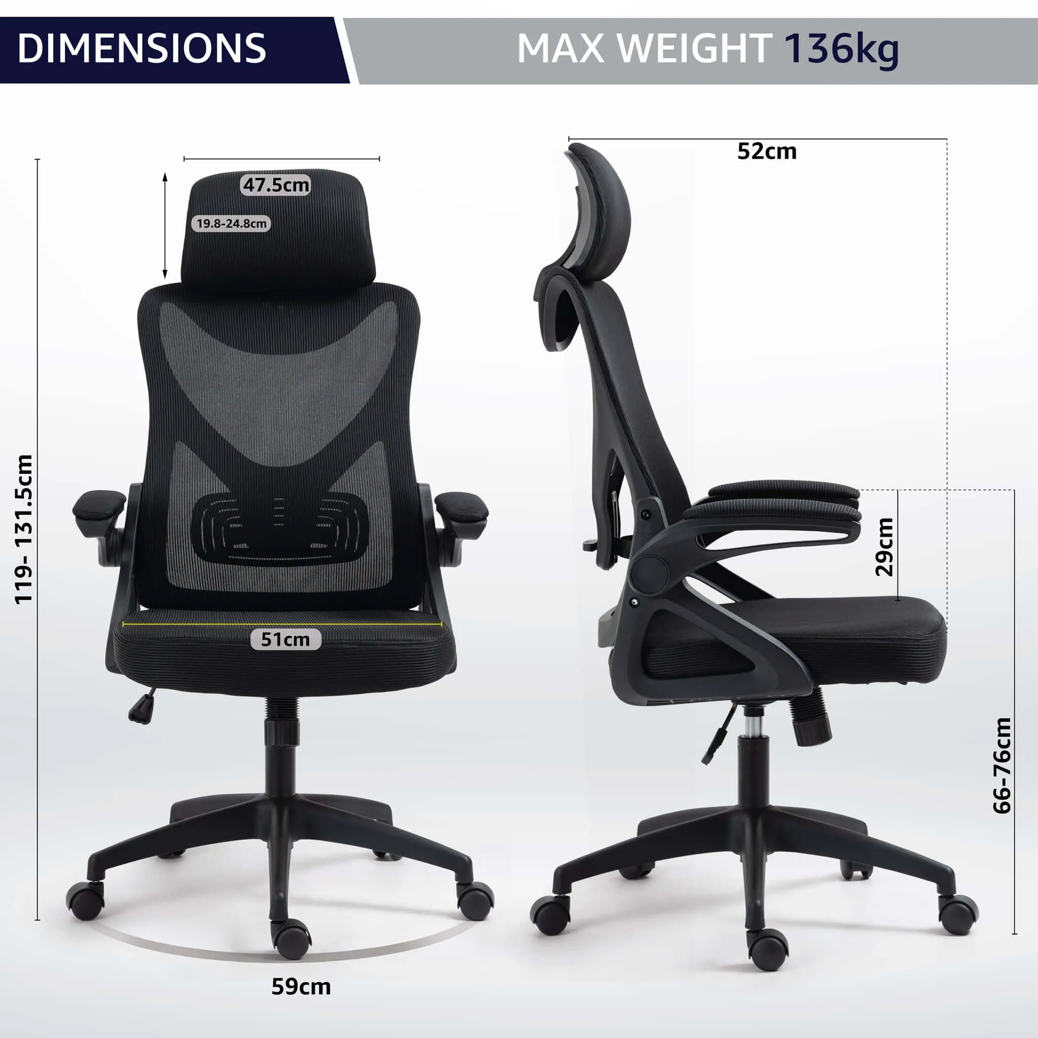 Genova Ergonomic Fully Adjustable Mesh Office Gaming Chair Black