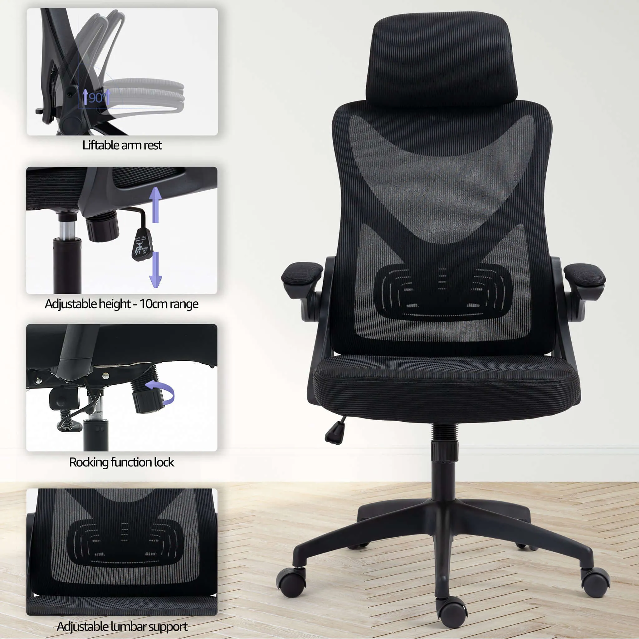 Genova Ergonomic Fully Adjustable Mesh Office Gaming Chair Black