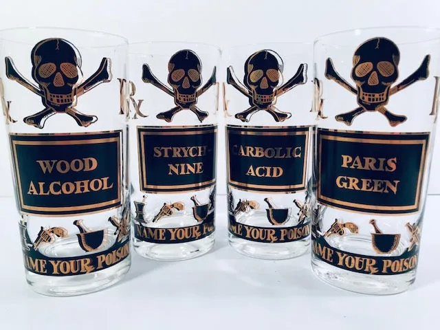 Georges Briard Mid-Century Name Your Poison Glasses (Set of 4)