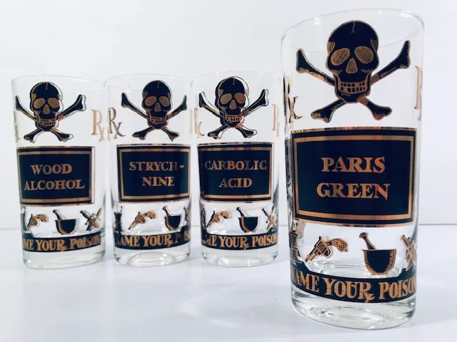 Georges Briard Mid-Century Name Your Poison Glasses (Set of 4)