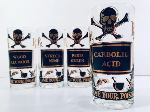 Georges Briard Mid-Century Name Your Poison Glasses (Set of 4)