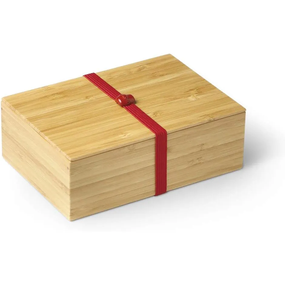 Japanese Wooden Bento Box Natural Bamboo 500ml Red