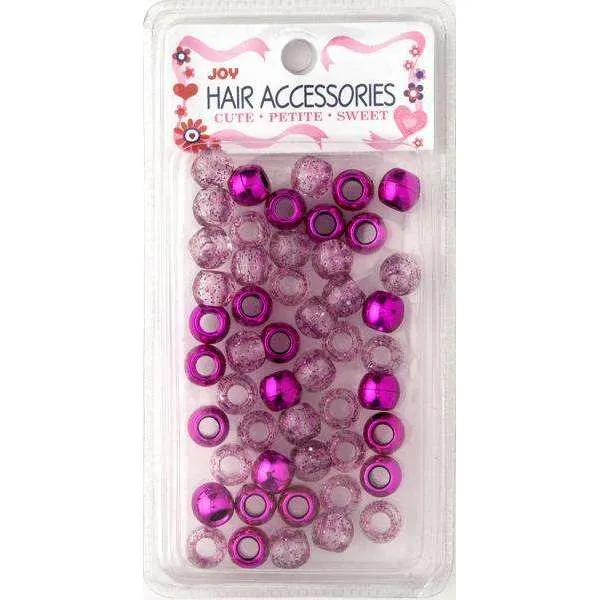 Joy Large Hair Beads 50Ct Magenta Metallic & Glitter