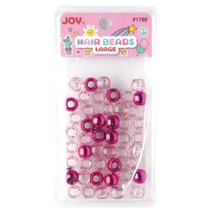 Joy Large Hair Beads 50Ct Magenta Metallic & Glitter