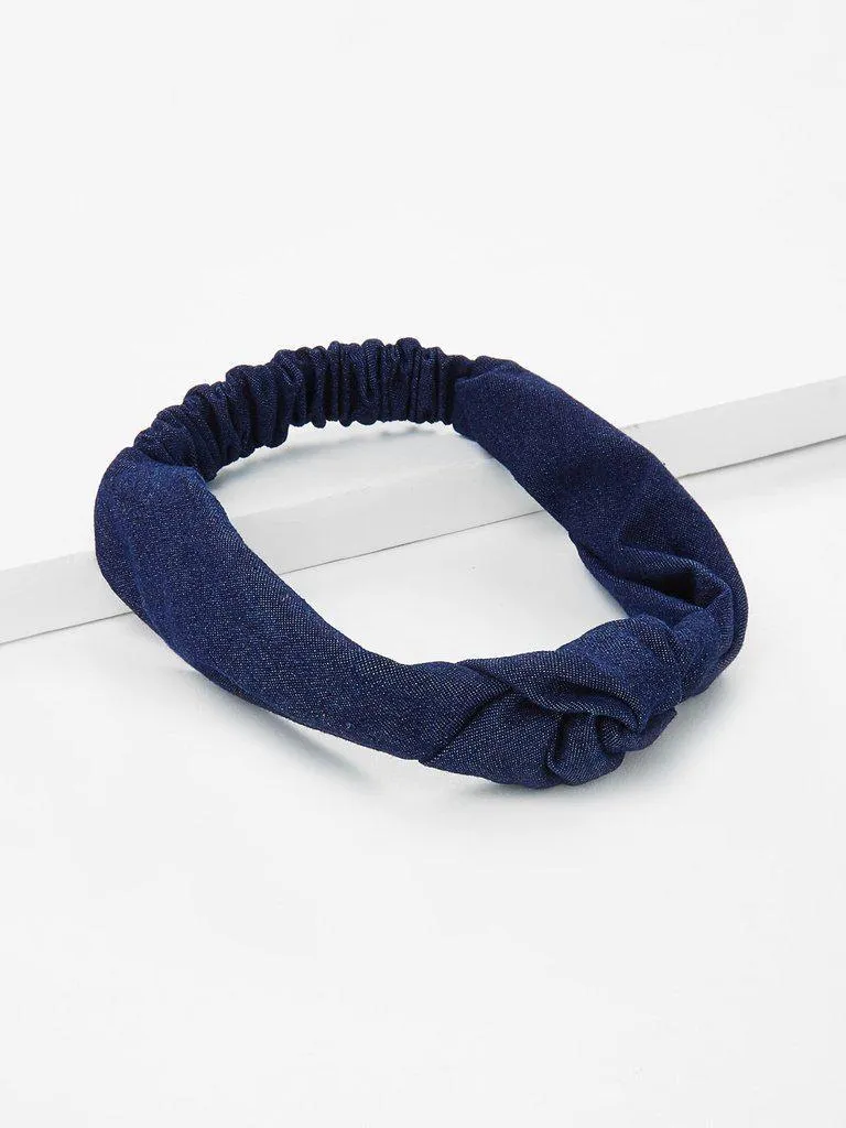 Knot Design Denim Headband