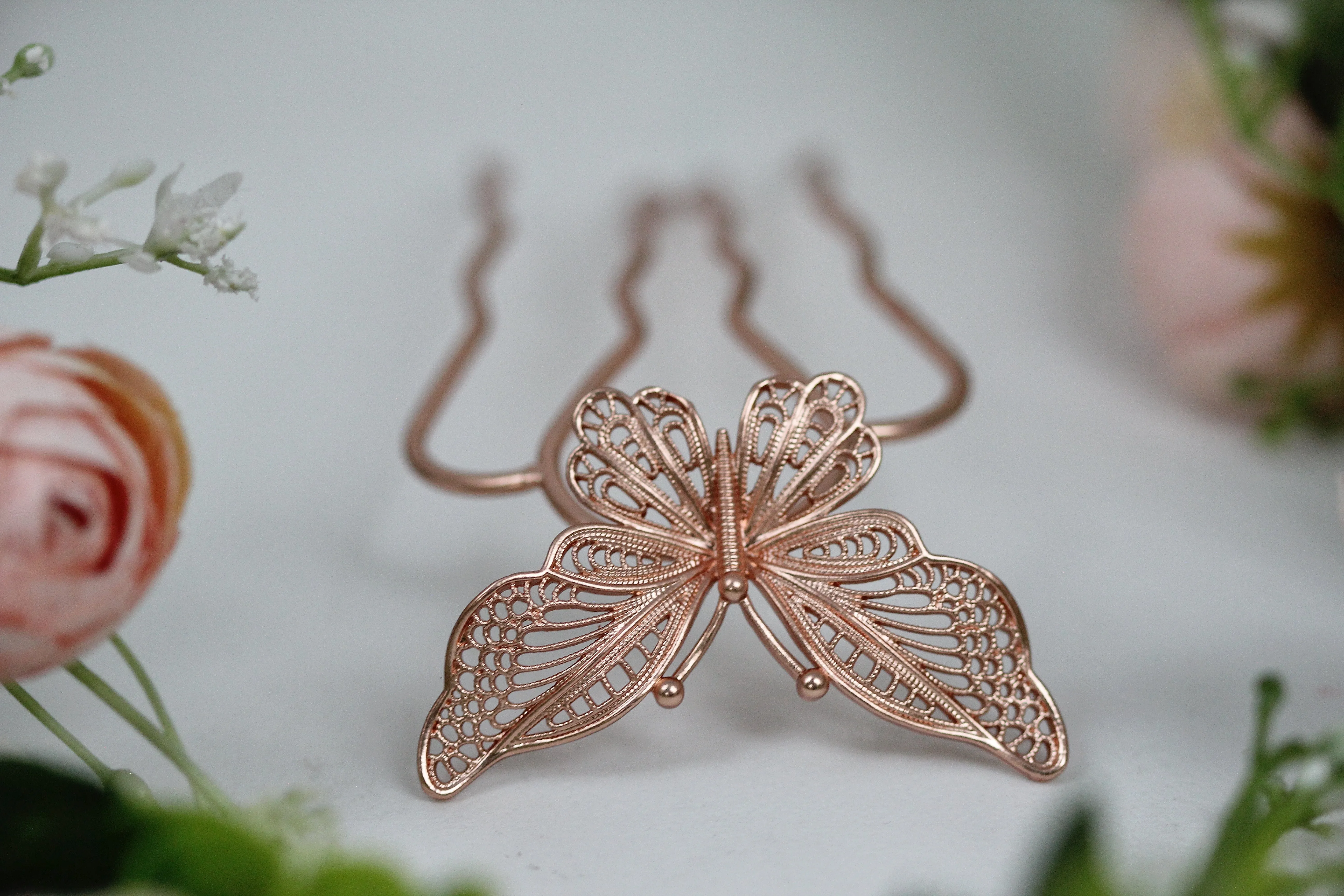 Large Filigree Butterfly Hair Prong