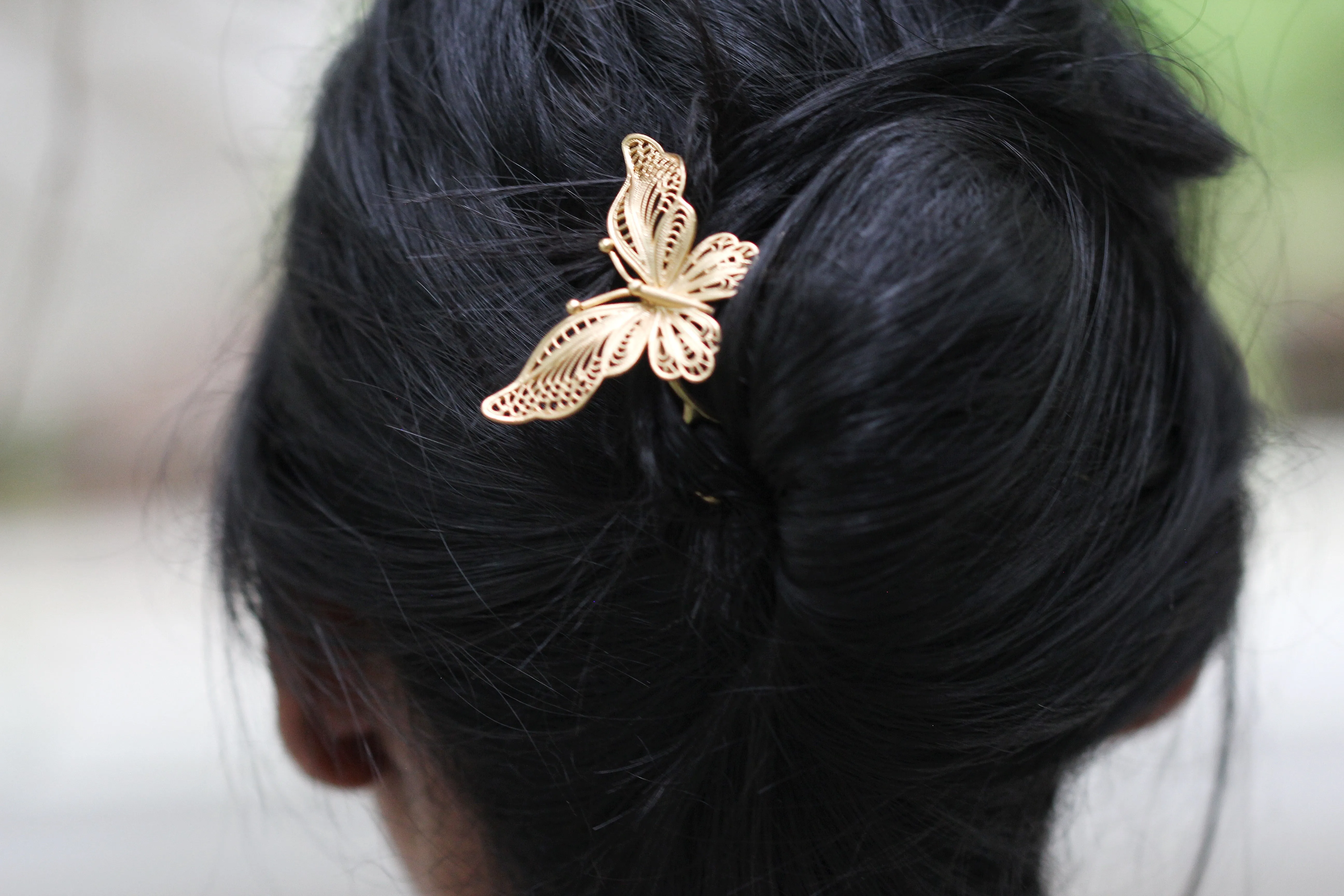 Large Filigree Butterfly Hair Prong