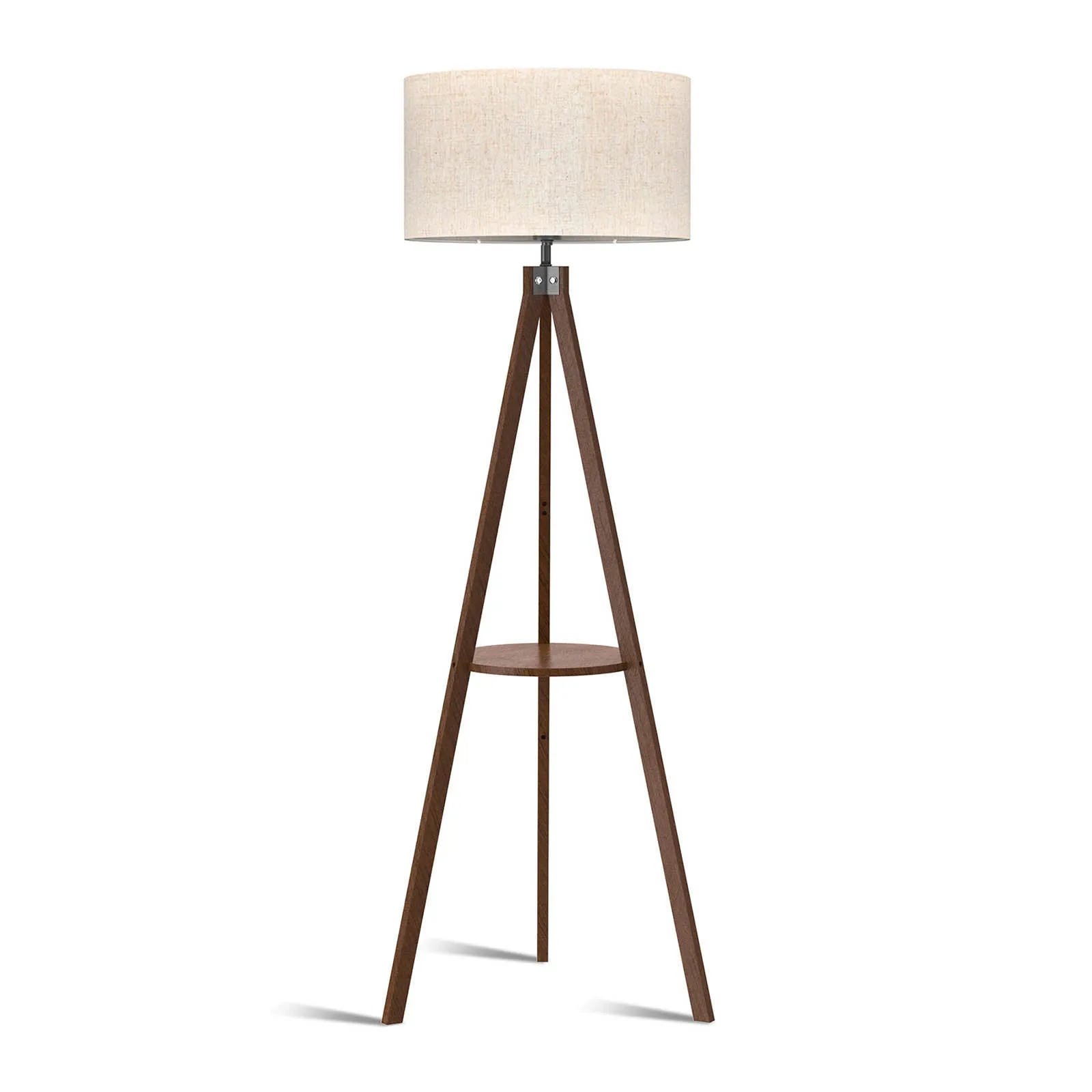 Lepower-tec Wooden Tripod Floor Lamp with Shelf