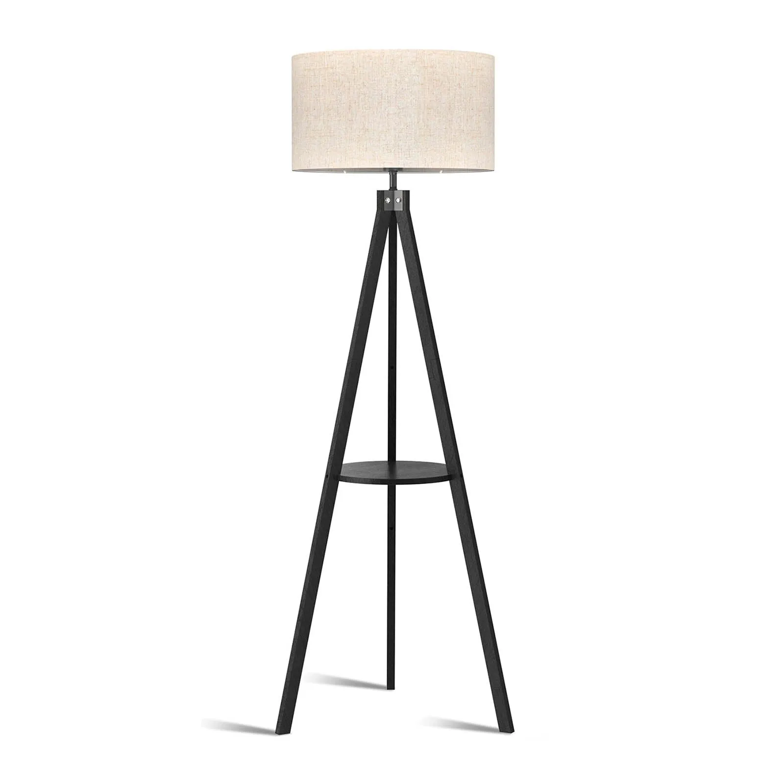 Lepower-tec Wooden Tripod Floor Lamp with Shelf