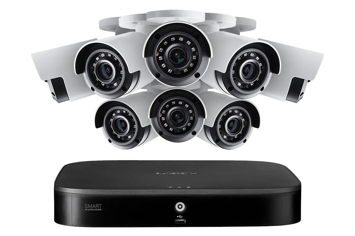 Lorex 8-Channel 4K Security System with 8 Outdoor Cameras Featuring Smart Motion Detection and Color Night Vision