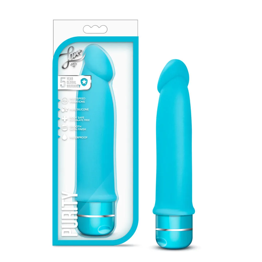 Luxe By Blush® | Purity Blue 7.5-Inch Long Vibrating Dildo