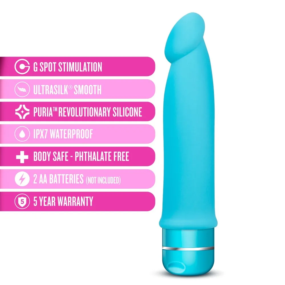 Luxe By Blush® | Purity Blue 7.5-Inch Long Vibrating Dildo